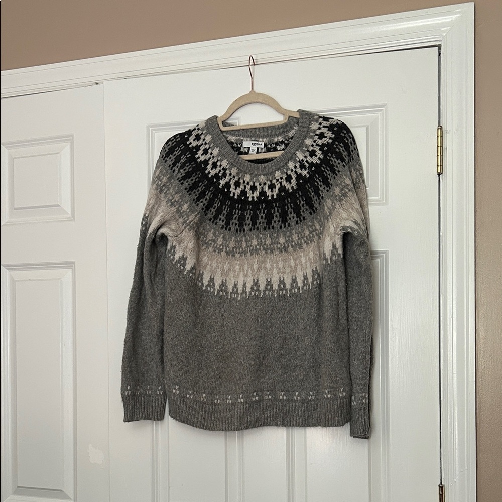 Sonoma (XL) grey/tan fair isle sweater